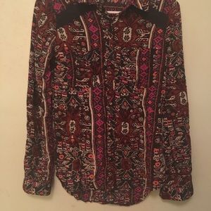 Mossimo Women’s Printed Button Up Small